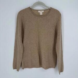 Fiona sweater womens medium M tan cashmere crewneck cozy minimalist office work